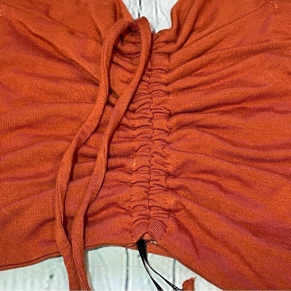 Forever 21 Knit Halter Tank Crop Top Size Large Burnt Orange Ruched NWT - Picture 6 of 8